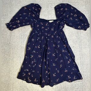 Altar’d State 100% Cotton Blue floral babydoll dress size M